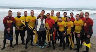 Facilities - image of surf rescue team after training at ocean beach