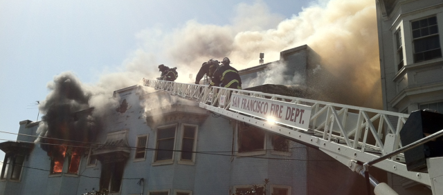 aerial ladder at fire