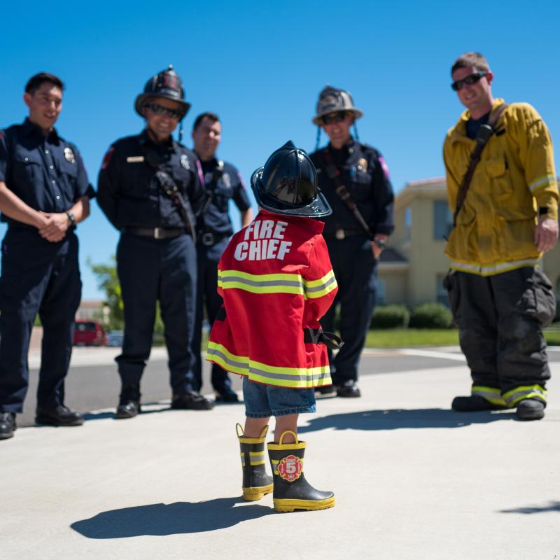 Child in fire chief uniform