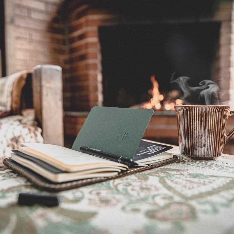 Fireplace with coffee photo